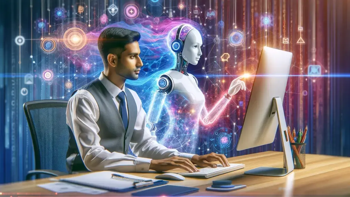 IT support agent working alongside an AI assistant