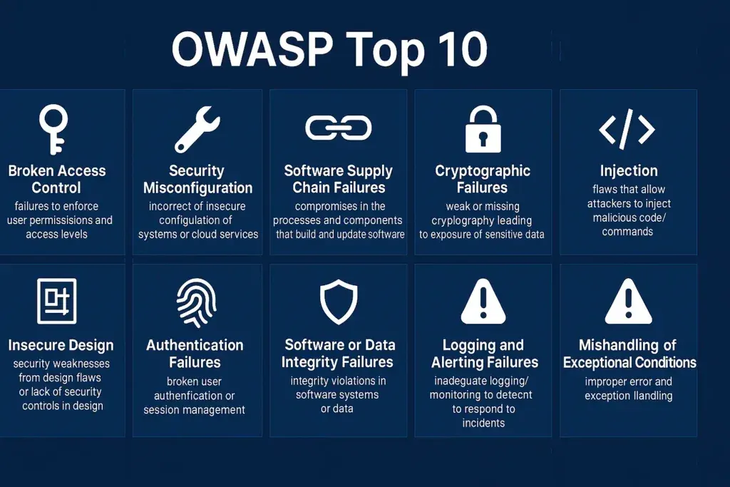 Illustration of web application security and the OWASP Top 10 risks