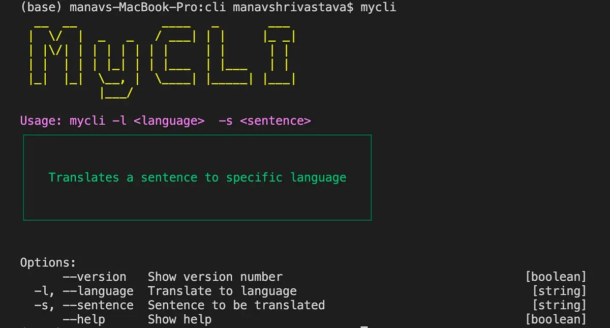 Terminal showing a well-designed command-line tool