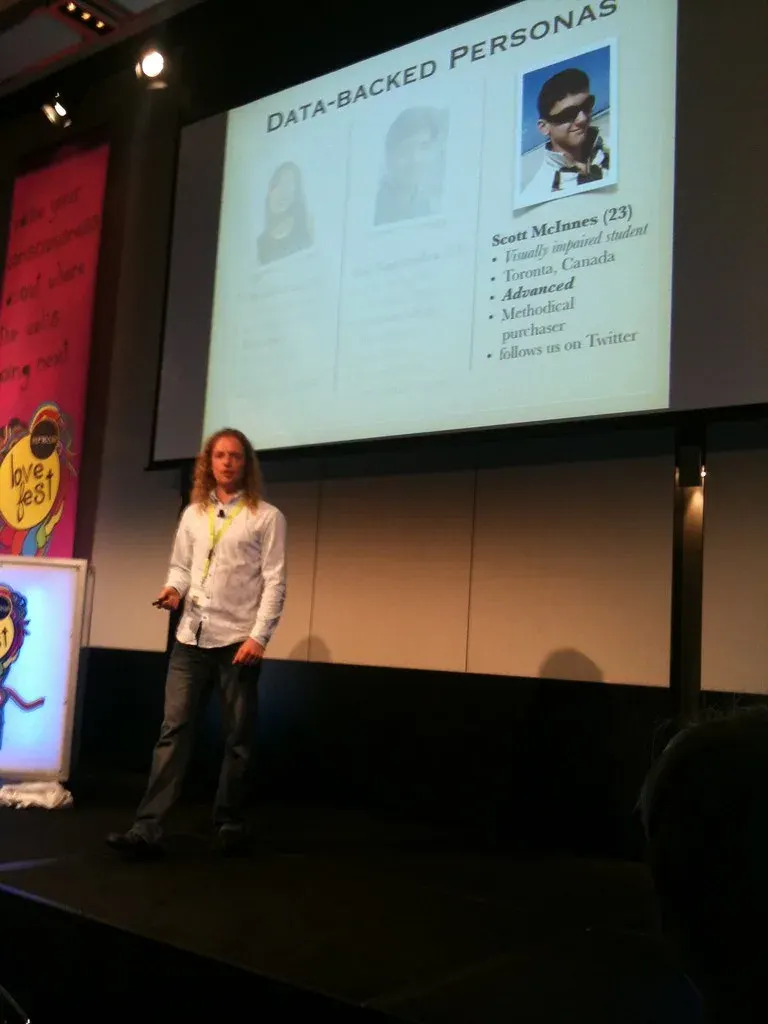 Presenter delivering a clear, engaging slide deck