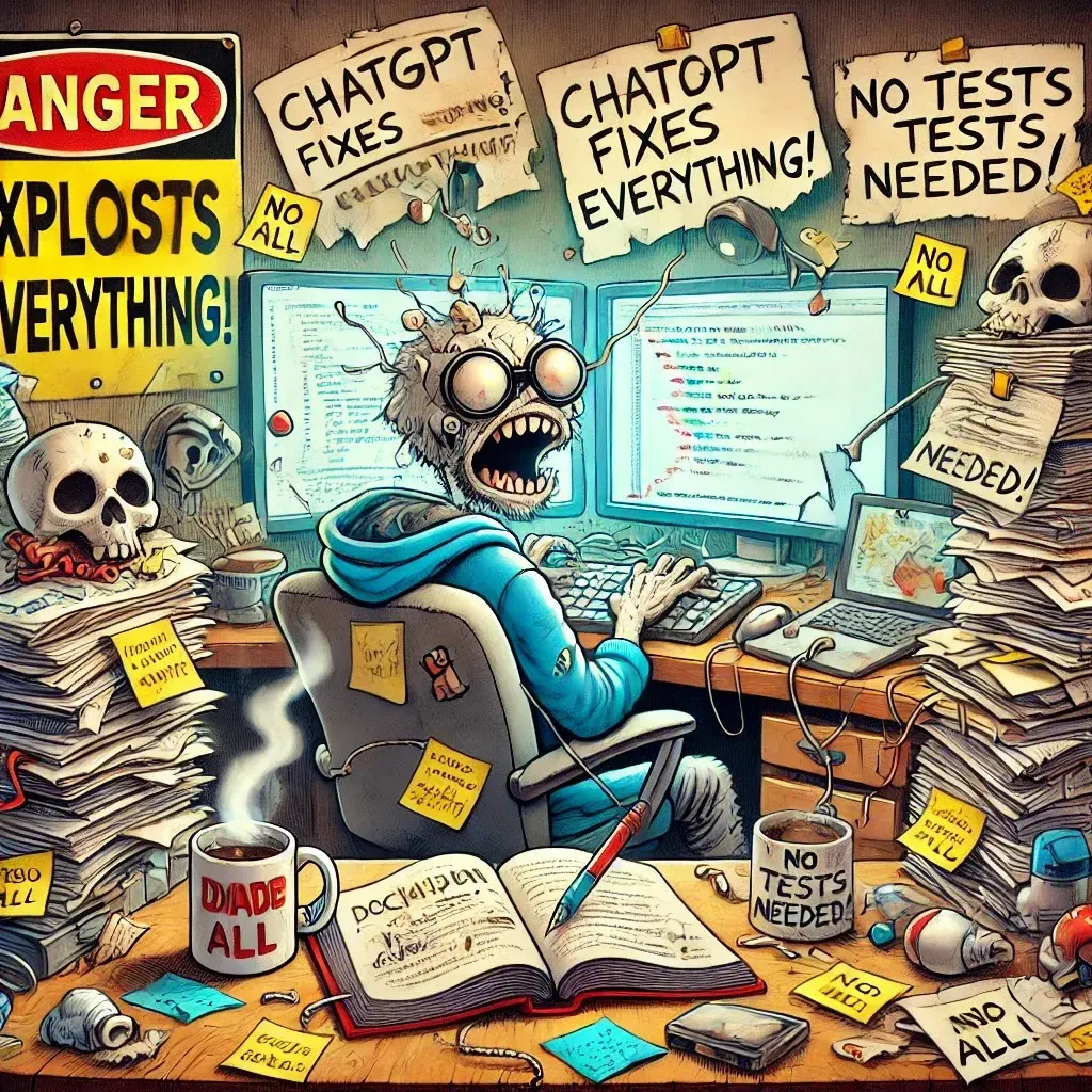Humorous illustration of bad developer habits