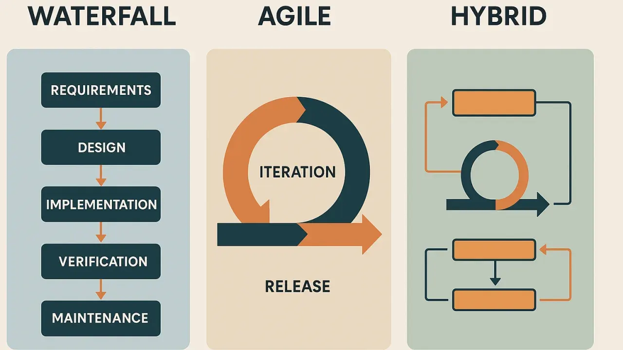 Project plan combining agile sprints and waterfall milestones