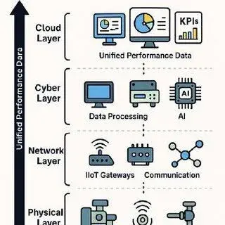 Sensor data flowing from factory machines to the cloud