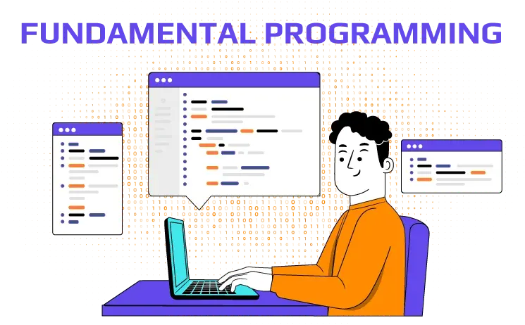 Beginner writing a first program on a laptop