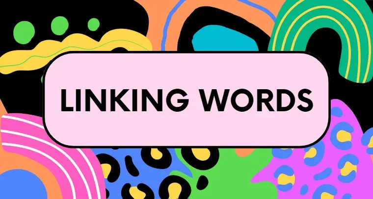 Illustration of linking words connecting ideas in writing