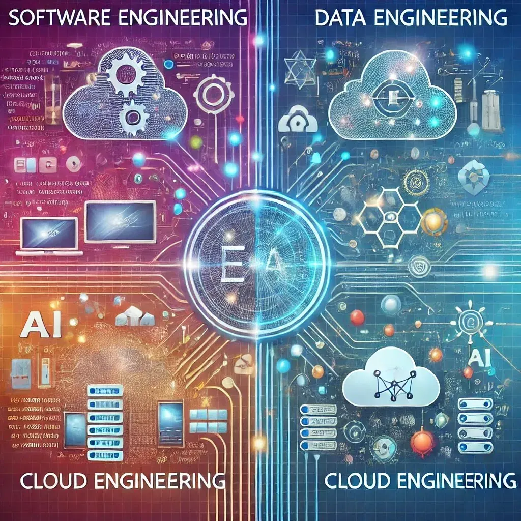 Comparison of software, data, cloud and AI engineering roles