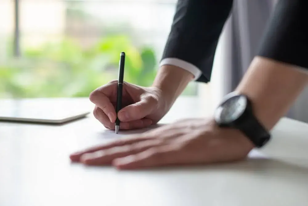 Professional writing a clear business document