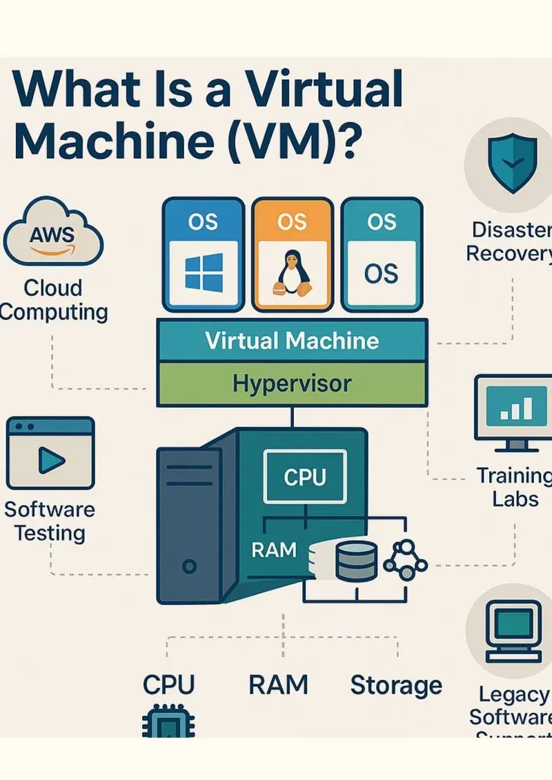 Diagram of virtual machines inside a cloud network